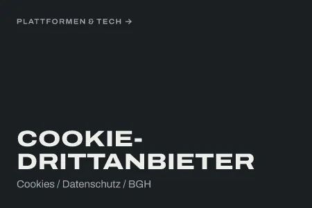 Textgrafik: Cookie-Drittanbieter, Cookies / Datenschutz / BGH – MarTech & Daten