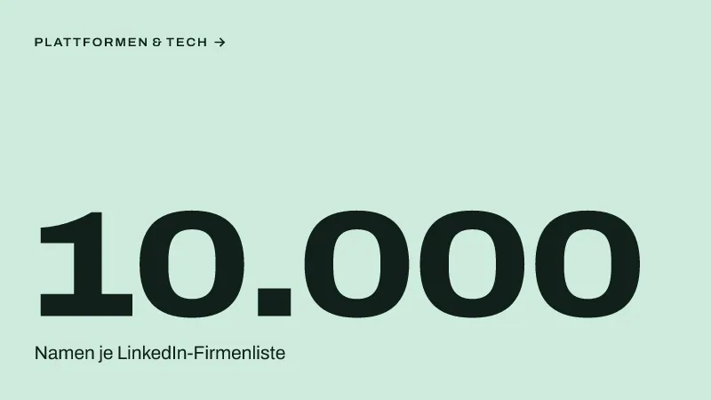 Textgrafik: 10.000, Namen je LinkedIn-Firmenliste – MarTech & Daten