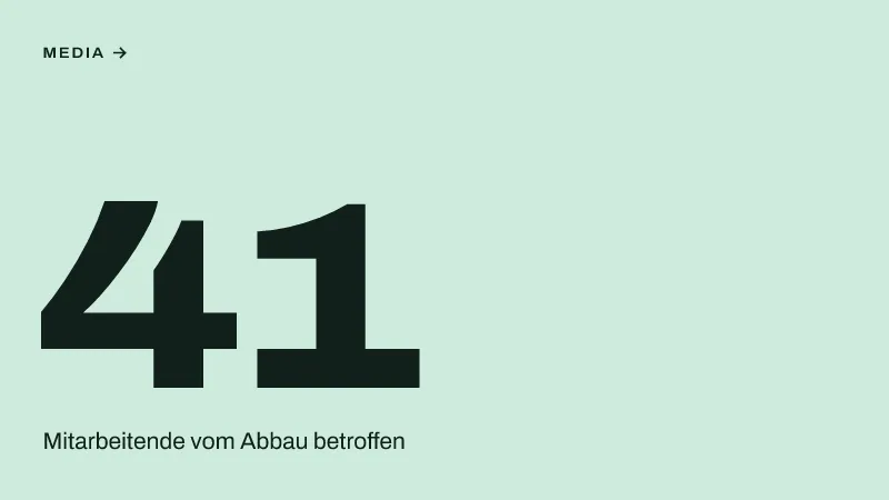 Textgrafik: 41, Mitarbeitende vom Abbau betroffen – Media & Werbemarkt